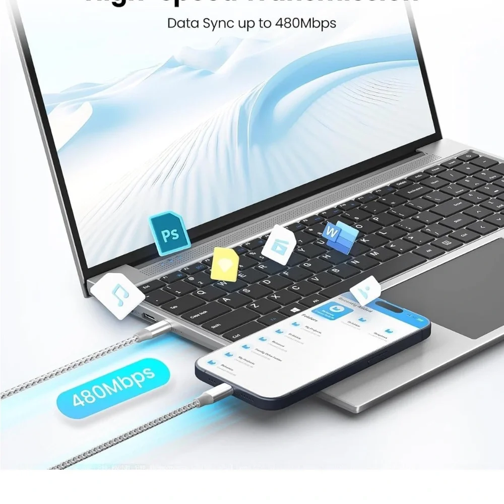 Braided USB Charging Cable - Silver